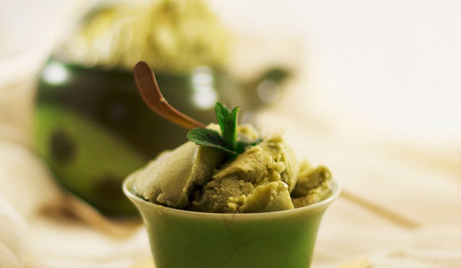 Gelato al té verde ricetta vegana senza latte, Scuola di Cucina Naturale LUMEN